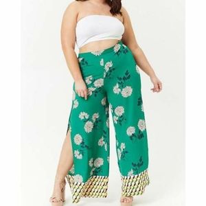 Forever 21 Plus size Floral Palazzo Pants (Green)